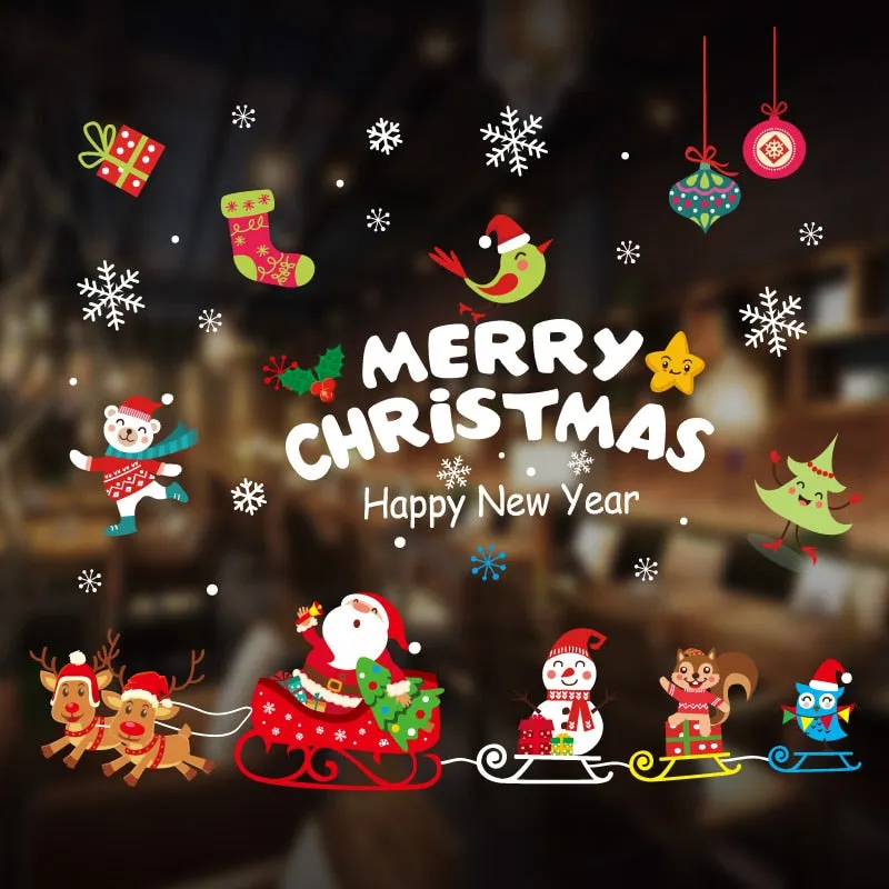 DIY Merry Christmas Wall Stickers Window Glass Stickers Christmas Decorations For Home Christmas Ornaments Xmas New Year 2021