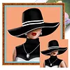 Black Striped Hat Lady Full 11CT DIY Stamped Needlework Embroidery Kit 15.75x15.75inch Embroidery Needlepoint Starter Kits Cross Stitch Art and Crafts Kits for Beginners Adults Home Decor