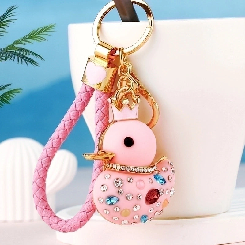 Cartoon Style Cute Duck Resin Diamond Women’s Bag Pendant Keychain