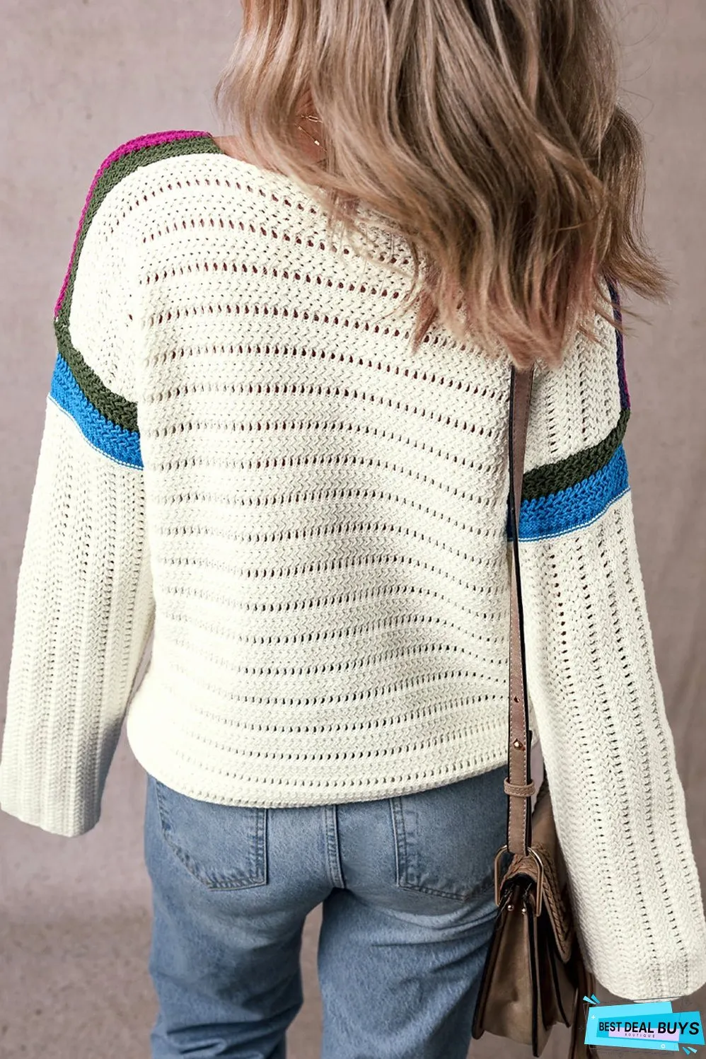 Daisy Flower Pointelle Knit Sweater