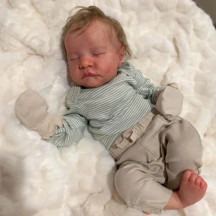  20'' Reborn Baby Doll Realistic Sleeping Girl Egrial with Brown Hair, Play with Children - Reborndollsshop®-Reborndollsshop®