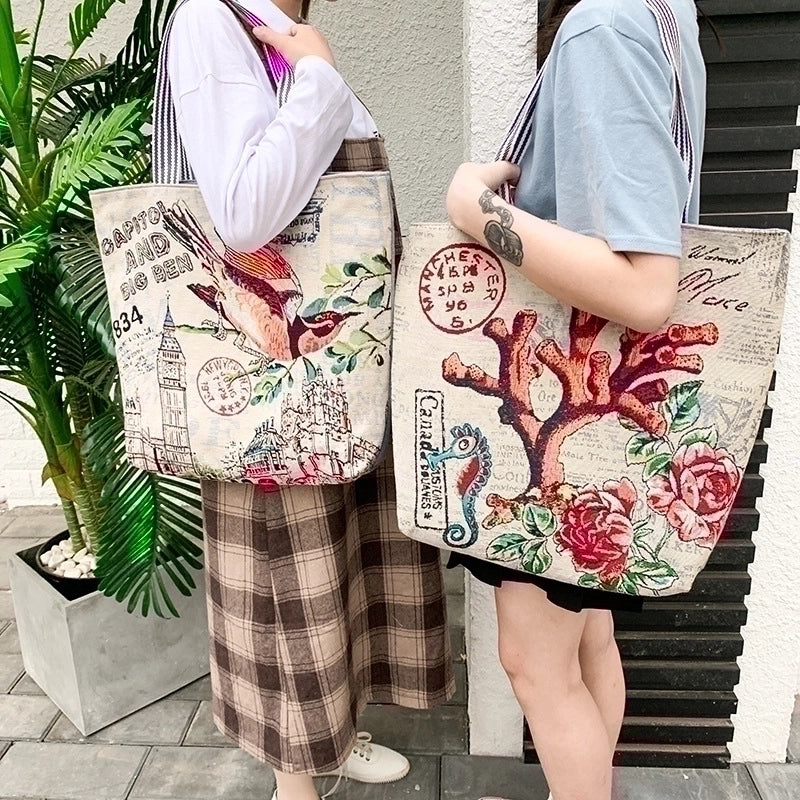 Women’s Ethnic Style Butterfly Canvas Shopping Bags