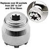 10-19mm Adjustable Hex Universal Socket Torque Ratchet Adapter Wrench Head