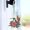 (US Local)6Pcs Double Sided Hummingbird Holding A Flower Diamond Art Keychains Crafts
