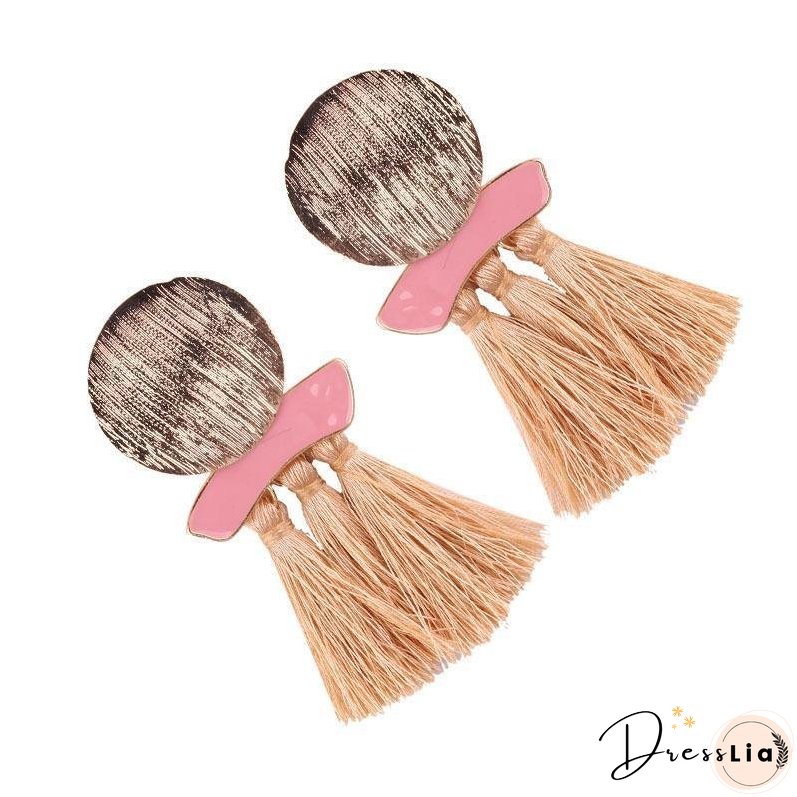 High quality vintage handmade tassel pendant long stud earring for women ear party jewelry