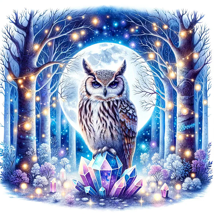 Owl 40*40CM (Canvas) Full Round Drill Diamond Painting gbfke