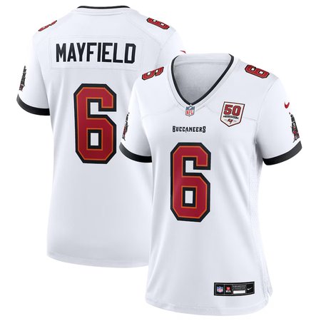 Women's Tampa Bay Buccaneers #6 Baker Mayfield  White 50th Season White Game Jersey
