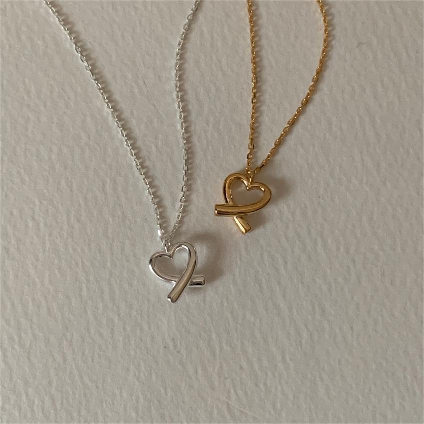 925 Sterling Silver Korean Heart Geometric Silver Electroplating Necklaces