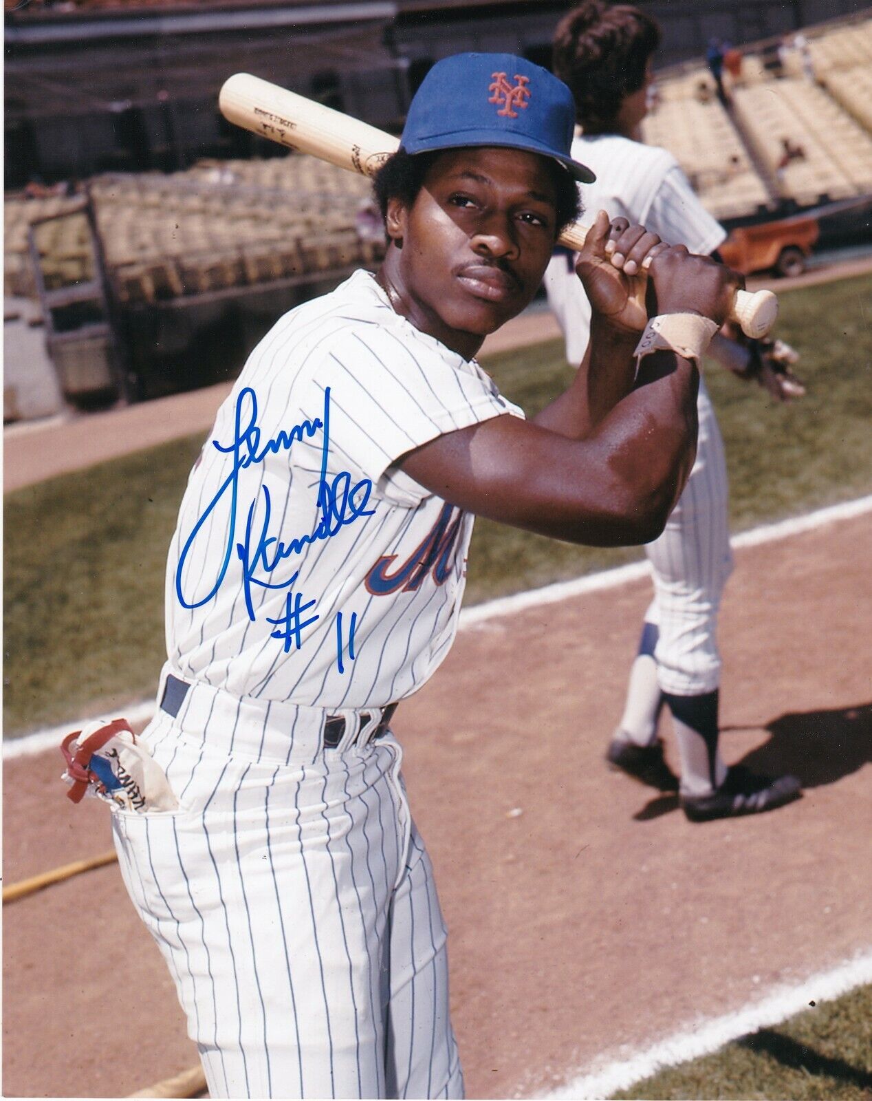 LENNY RANDLE NEW YORK METS ACTION SIGNED 8x10