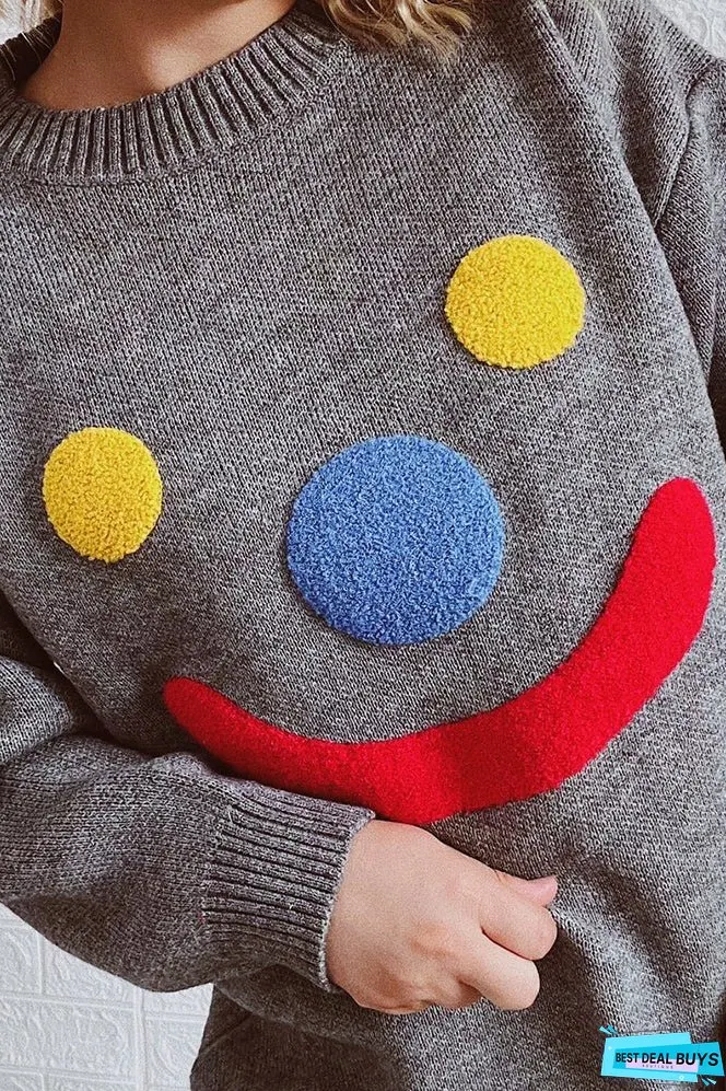 Clown Smile Knit Pullover Sweaters Winter Outfits