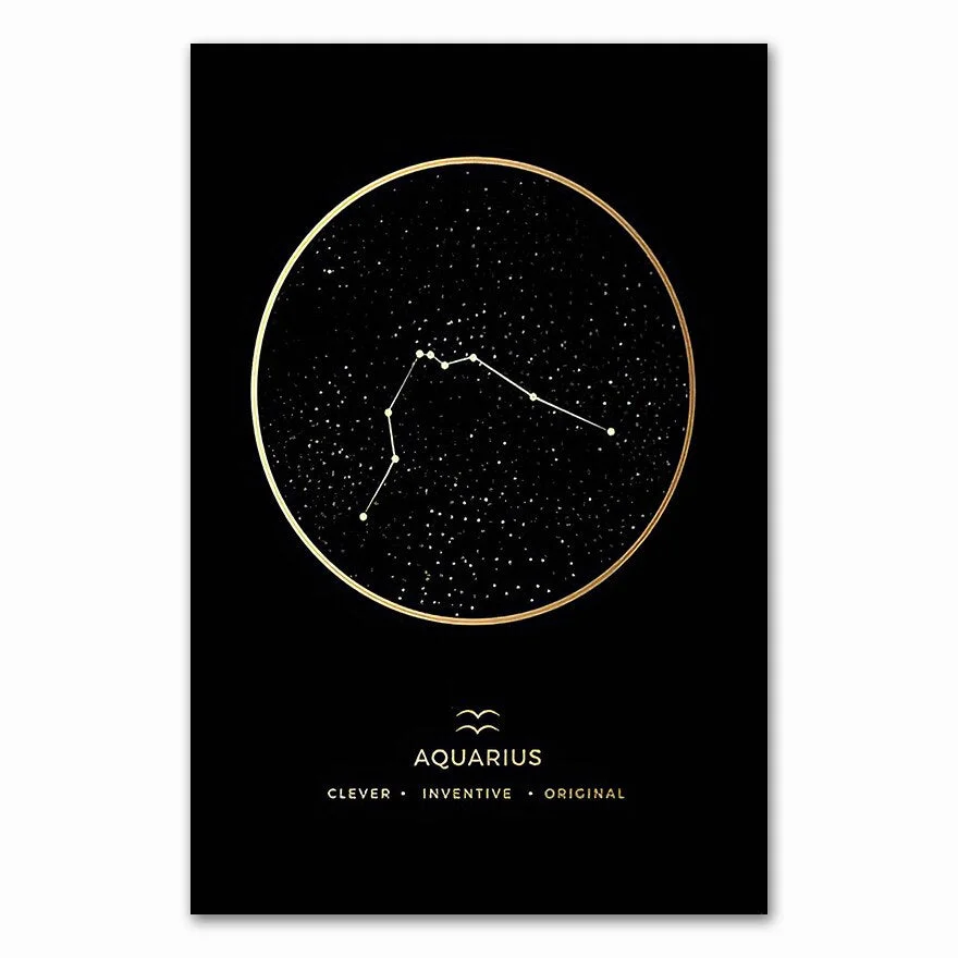 Constellation Fashion Zodiac Astronomy Wall Art Nursery Print Canvas Painting Nordic Kid Decoration Picture Home Decor