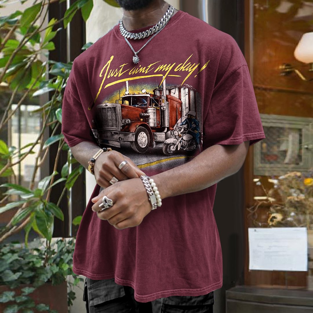 Retro Oversized Men's Print T-shirt、、URBENIE