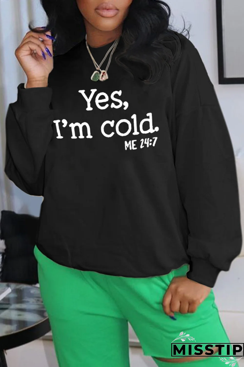 Black Daily Print Patchwork Letter O Neck Tops