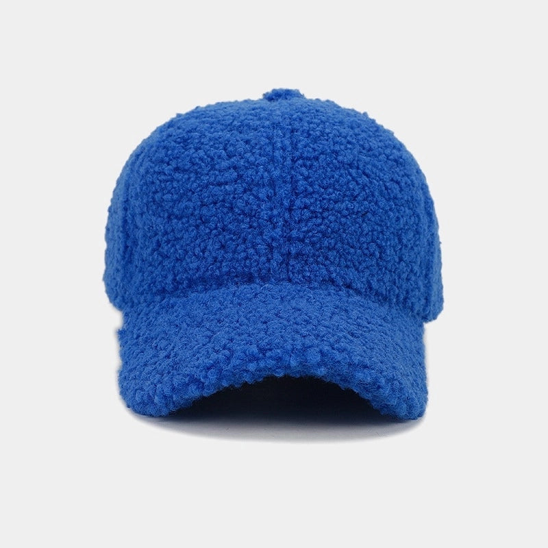 Autumn And Winter New Thickened Lamb Wool Solid Color Curved Brim Peaked Cap Women’s Simple Fashion Warm Baseball Cap Men’s Hat Fashion