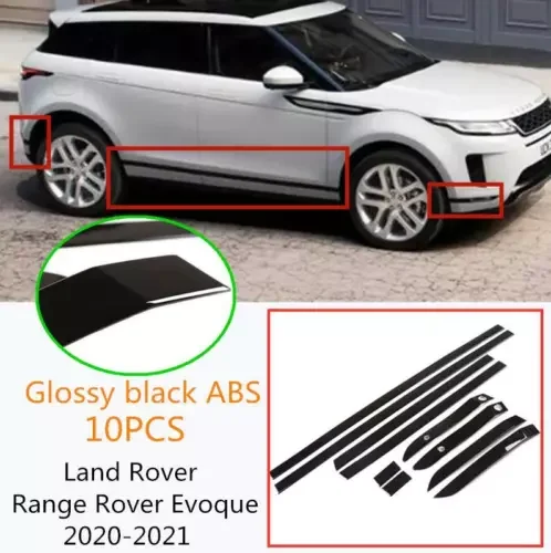 Dronehint For 2020-21 LR Range Rover Evoque Glossy black ABS Side Door Body Molding Trim (For: Land Rover) Parts
