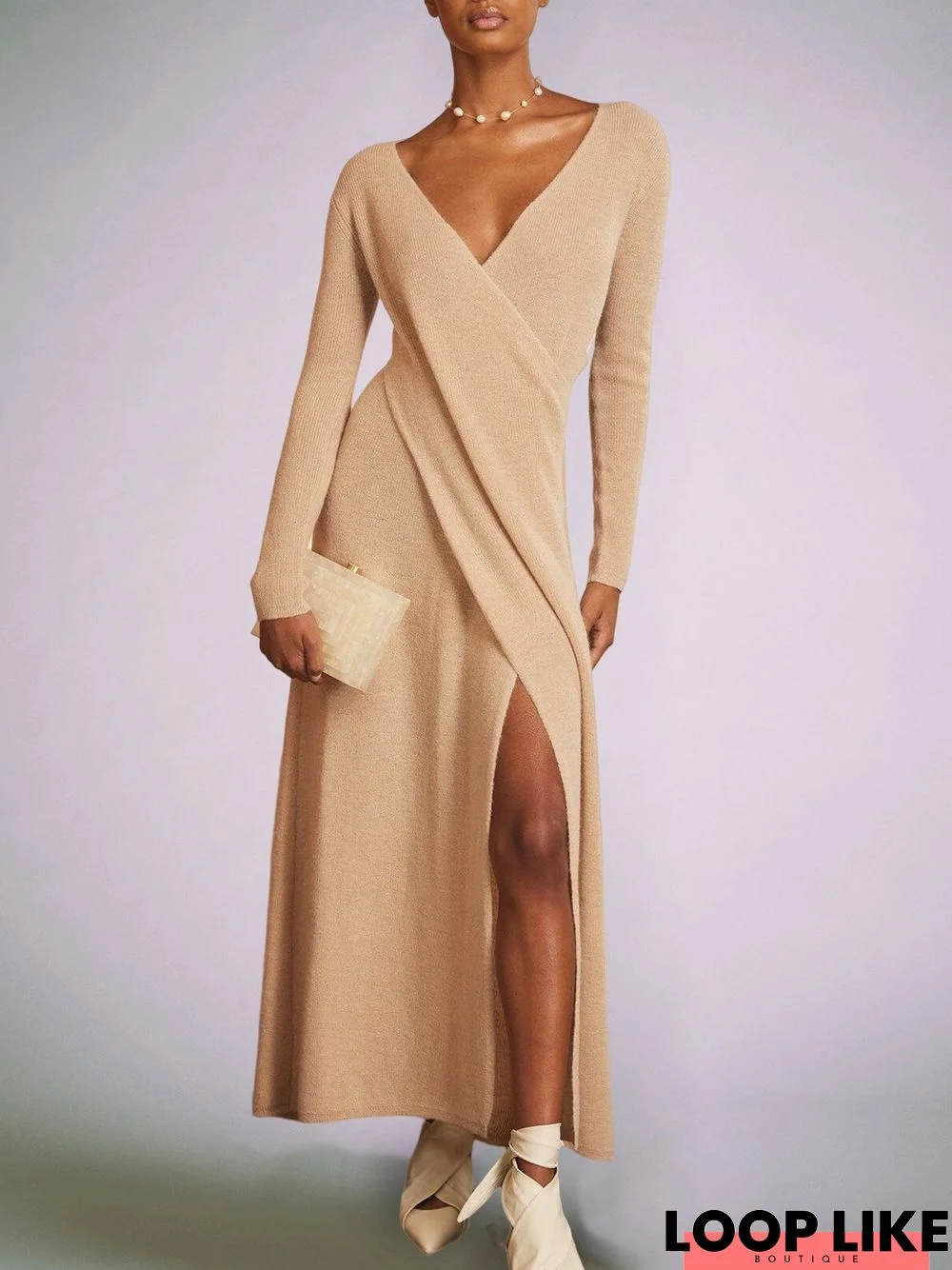 Long sleeve Regular Fit Plain Elegant Long Dress