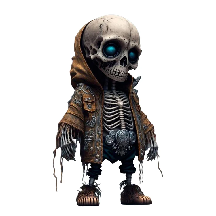 Halloween Sweatshirt Skull Dolls Resin Crafts Gothic Skeleton Man Sculpture (D)