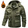 Men's 2-in-1 Detachable Hooded Coat to Vest &ndash; Fleece Lined Tactical Cargo Jacket with Multi-Pockets by Inlyline