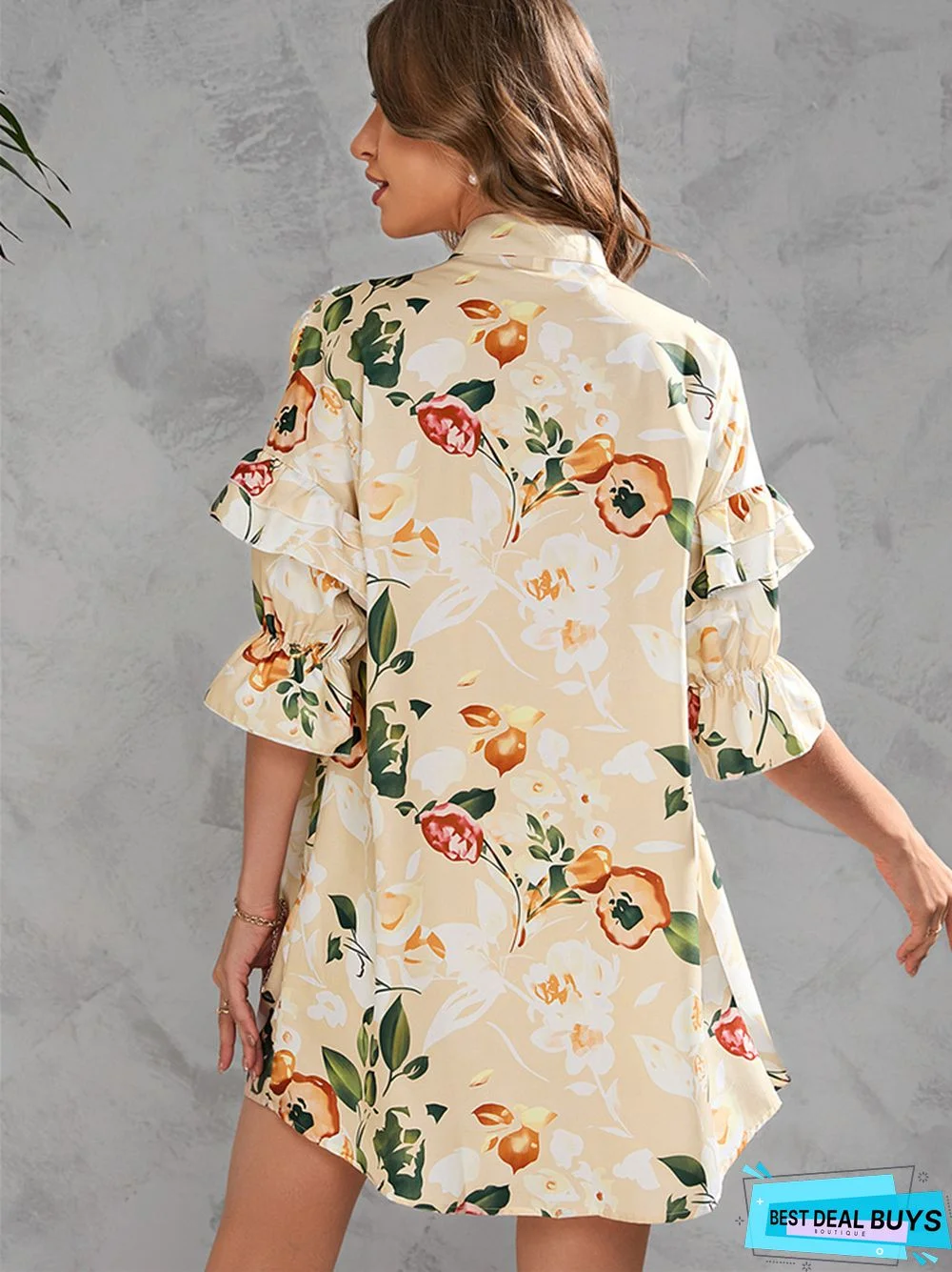 Short 5 / 4 Sleeve Print Dresses