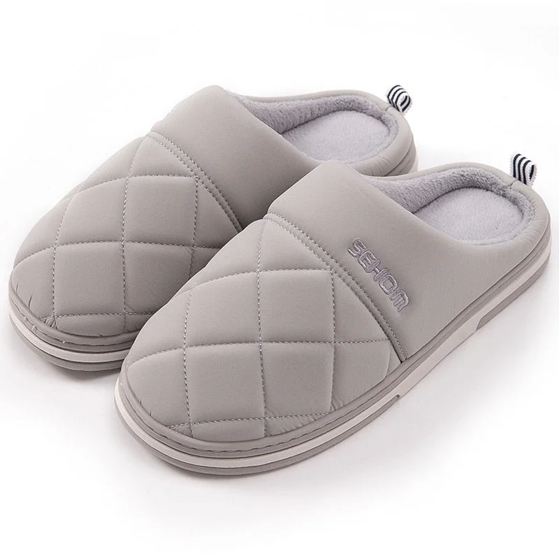 High Quality Men Women Slippers Winter Warm Down Cotton Slippers Autumn Winter Thick Bottom Indoor Home Soft Comfortable Shoes