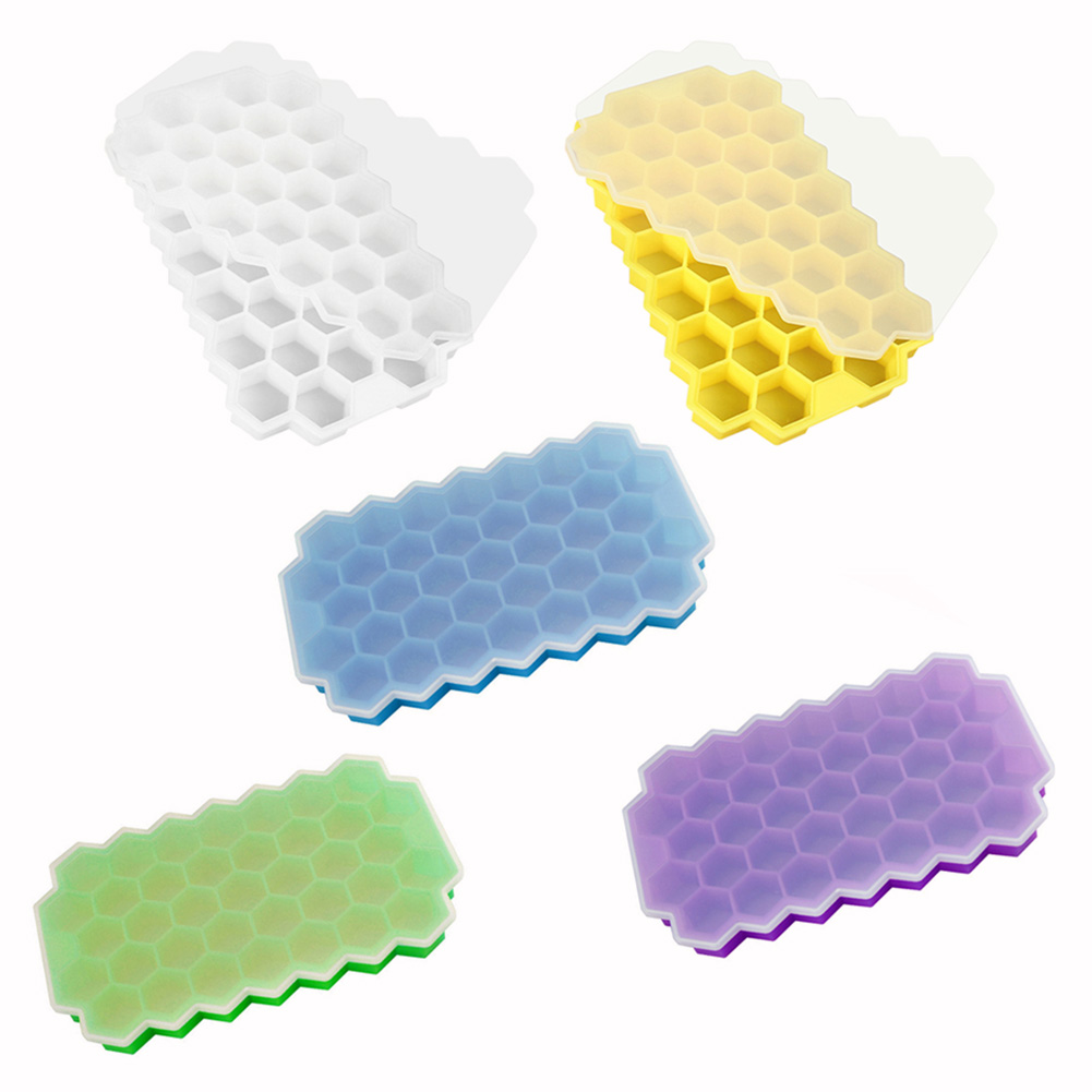 

Honeycomb 37 Grid Silicone Ice Cube Maker DIY Chocolate Mould Tray with Lid, Green, 501 Original