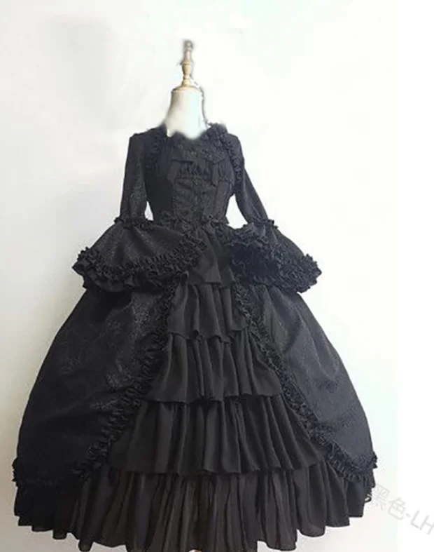 Uveng Uveng Retro Gothic Court Dress Side Collar Waist Thin Spliced Bow Design Ladies Dress Dress