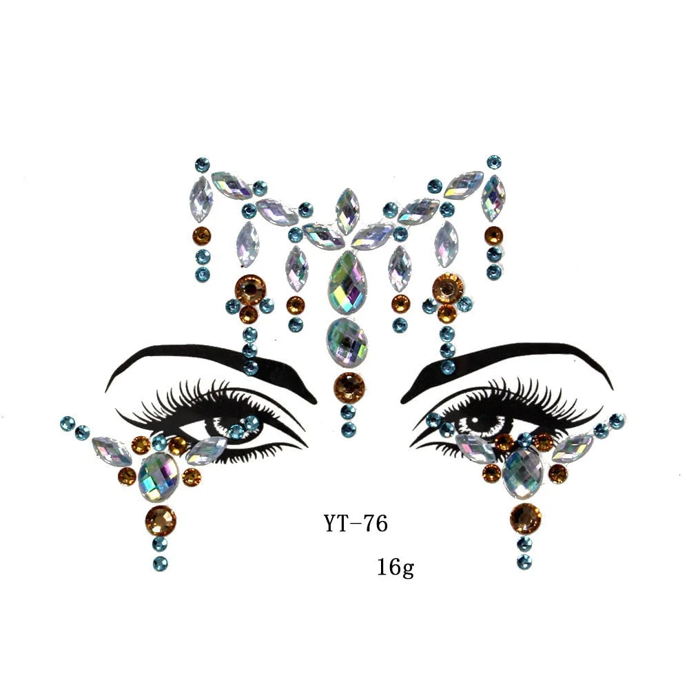 Facial Rhinestone Natural Resin Face Sticker Rhinestone Tattoo Makeup Party Christmas Party Face Decoration Makeup Stickers