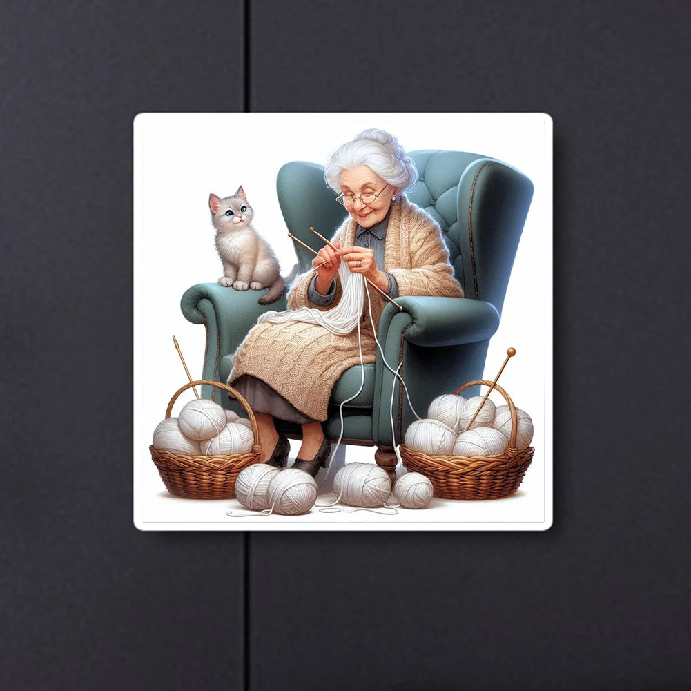 Diamond Painting - Full Round Drill - Knitting Grandma(Canvas|40*40cm)