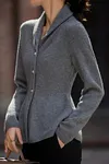 Dark Gray Gold Button Peplum Outerwear Sweater