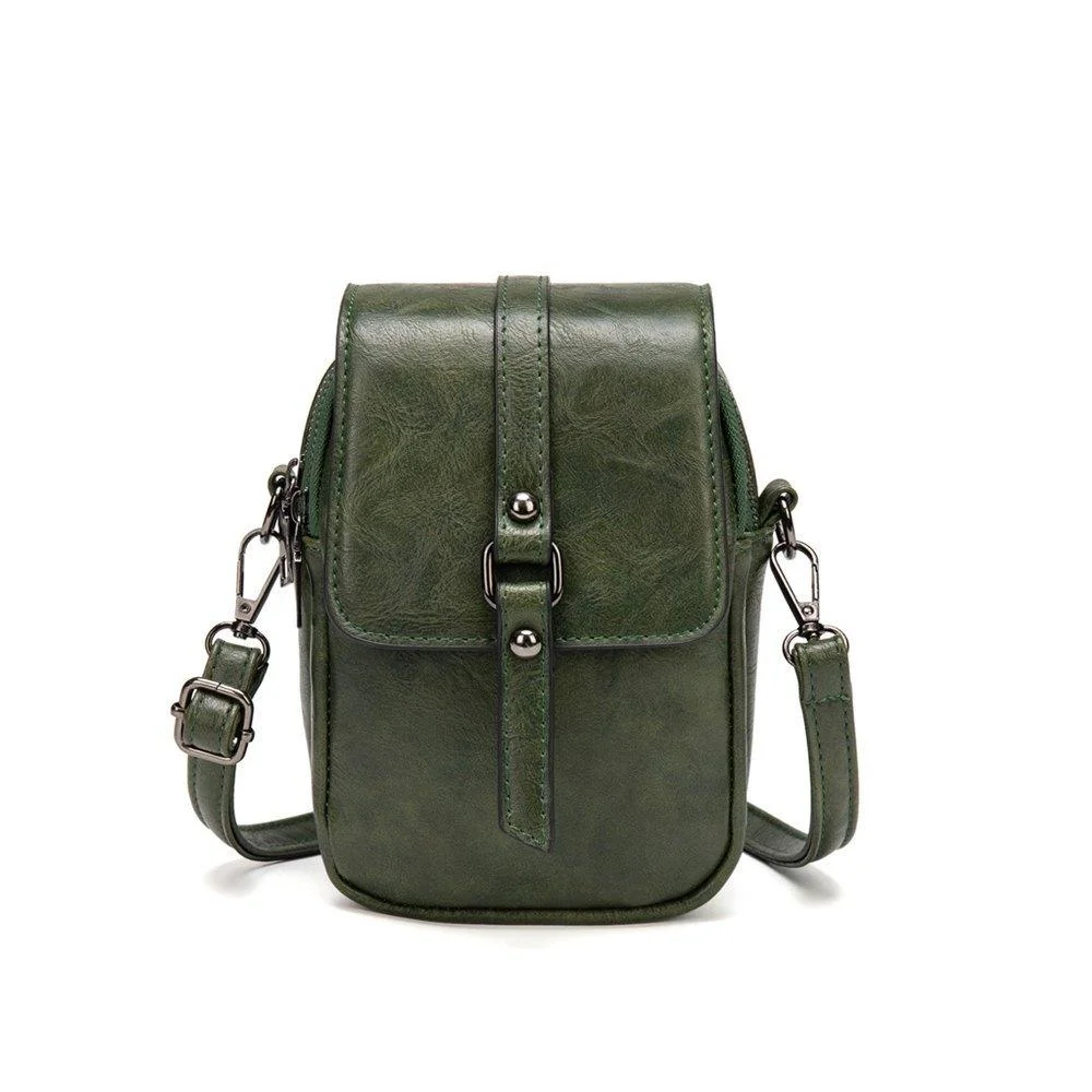 Retro Oil Wax Pu Shoulder Messenger Bag