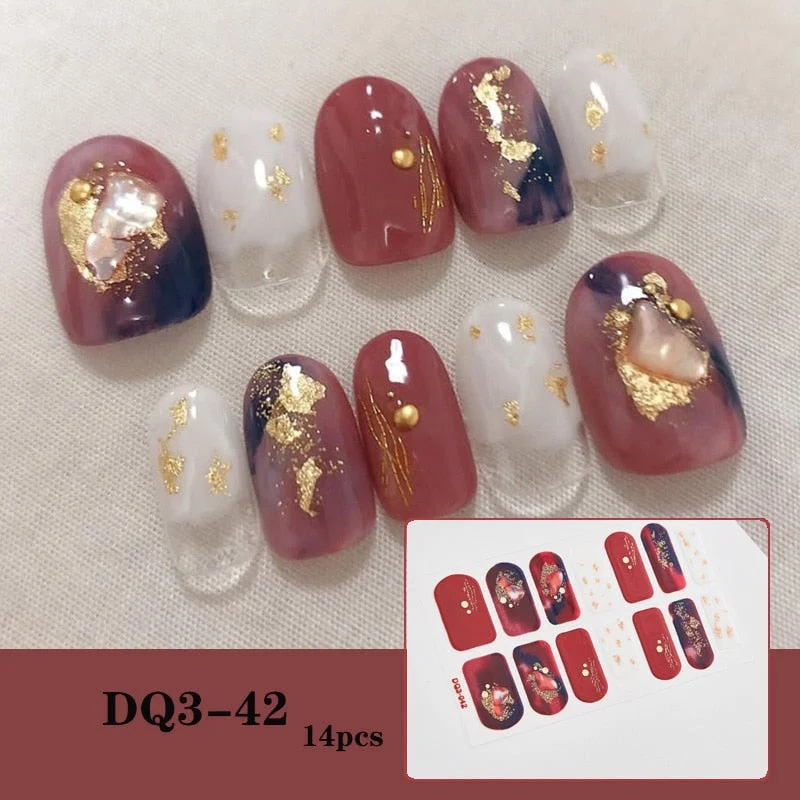 New Designs Full Cover Nail Stickers Fashion Flowers Nail Sticker Set Self Adhesive Manicure Decoracion Nail Strips-Nail Inspo