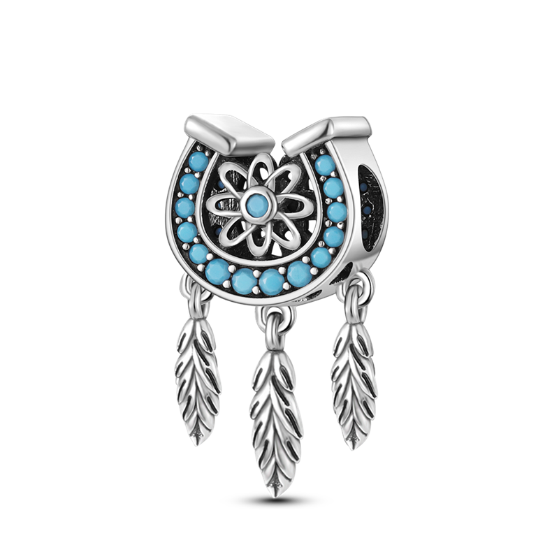 Genuine 925 Sterling Silver Hollow horseshoe Charm Pendant fit Women Bracelet DIY Jewelry Making KTC267