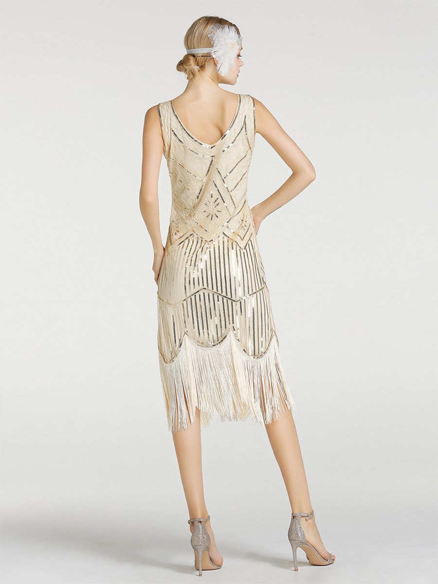 Sequin Fringe Flapper Midi Dress