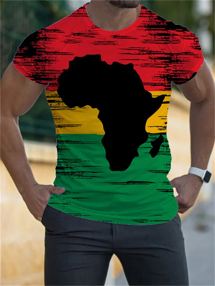 Men's Black Pride Africa map Casual Short Sleeve T Shirt