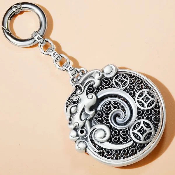 Sterling Silver Pixiu Vintage Peace Buckle Keyring