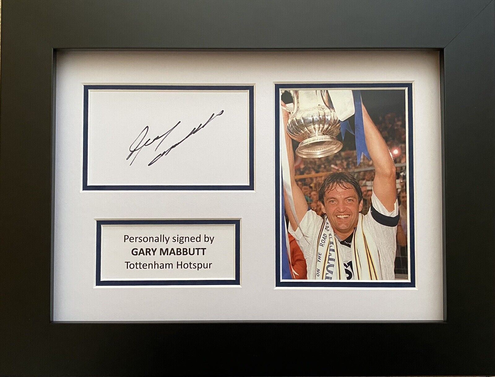 Gary Mabbutt Hand Signed White Card In A4 Tottenham Hotspur Frame Display