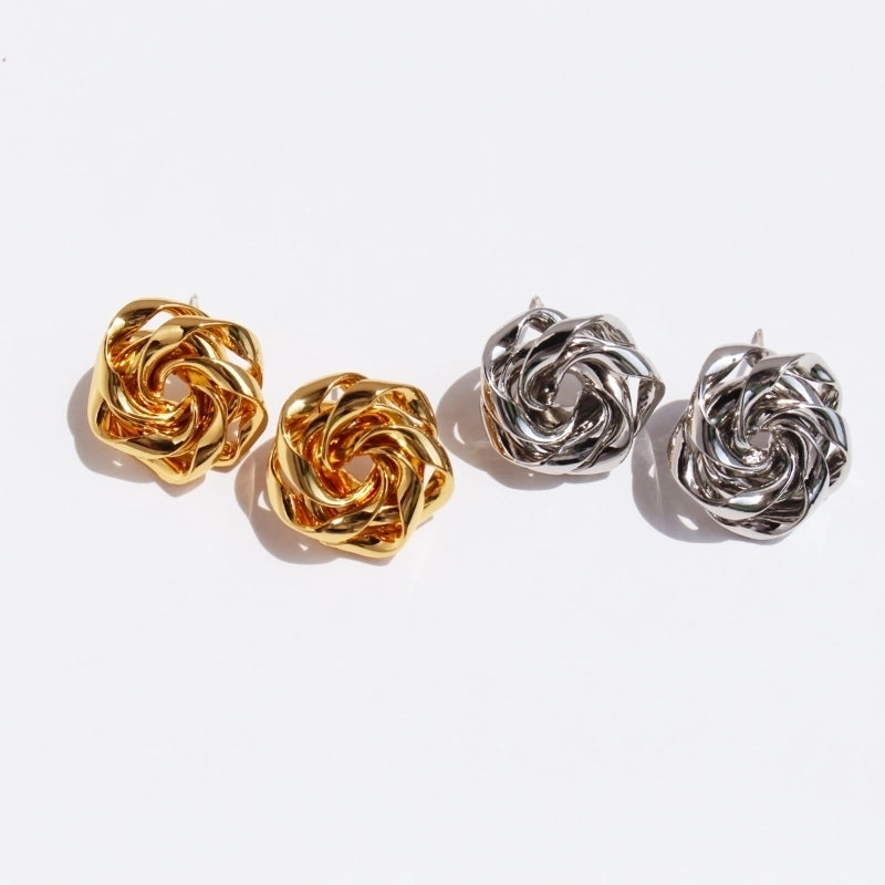 1 Pair Sweet Minimalist IG Style Rose Brass 24K Gold Plated Ear Studs
