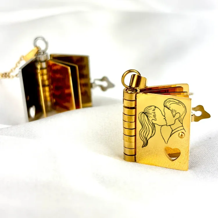 For Love - I Love You Book Necklace