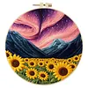 29x29cm DIY Cotton Embroidery Kit with Embroidery Hoop Pre-Printed Pattern Needlework Handmade Landscape Hand Stitch Kit for Craft Lover Gift