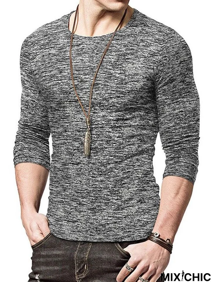 Men's Bottom Shirt Round Collar Long Sleeve T-Shirt Men's Shirt Jerseys