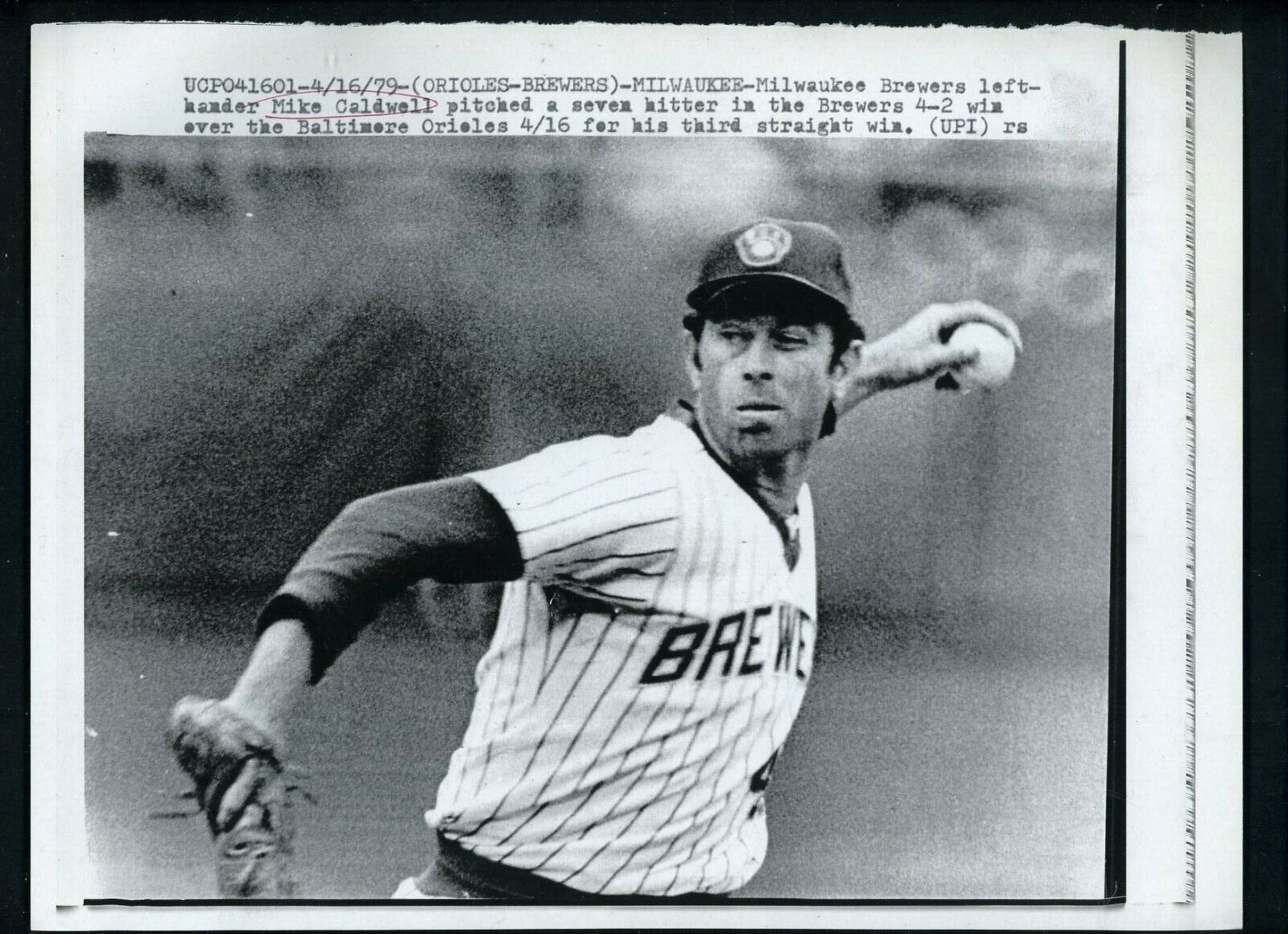 Mike Caldwell LOT of FOUR 1978 & 1979 Press Photo Poster paintings Milwaukee Brewers