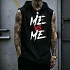 Men's Casual Street Bold "ME VS ME" Graphic Print Hooded Tank Top by Inlyline