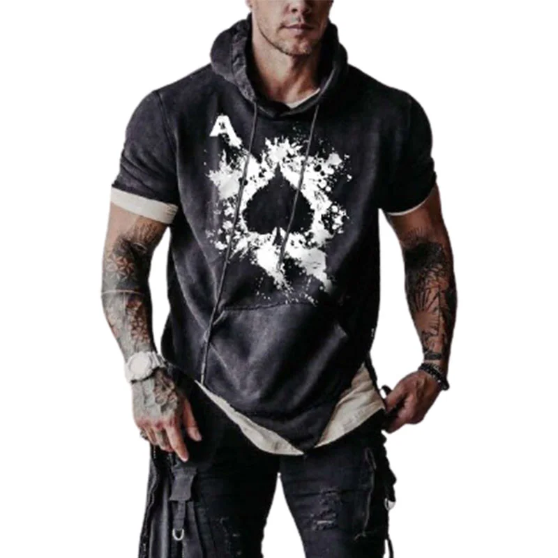 Mens Poker Ace of Spades Tie-Dye Printed Street Hoodie / [viawink] /