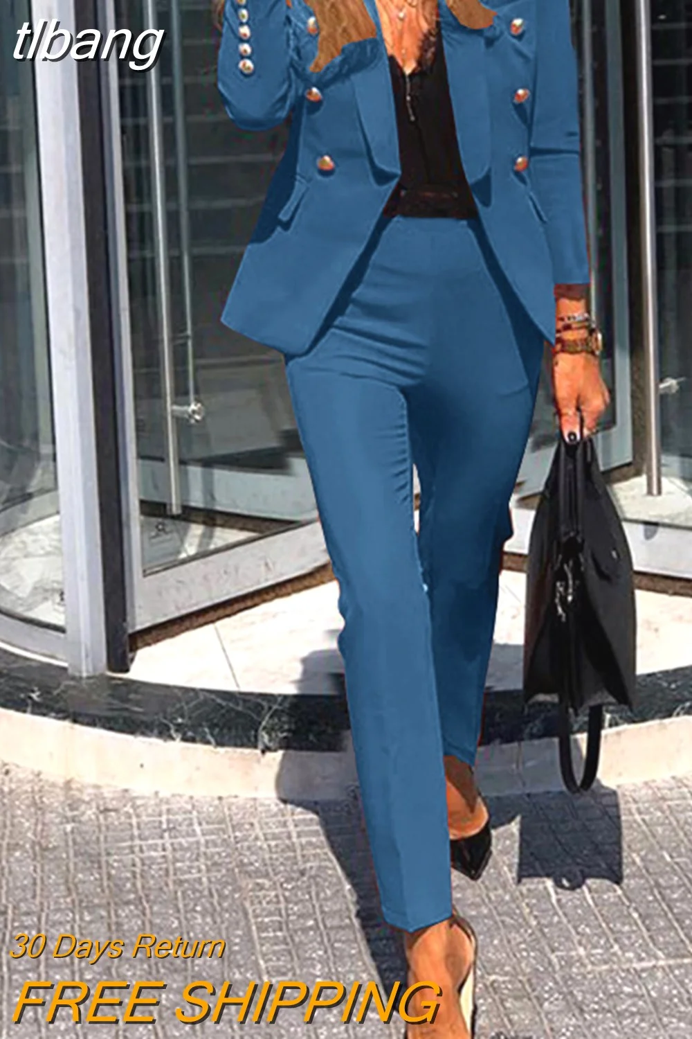 tlbang & Winter Spring and Autumn Women's Suits Solid Color Two-piece Suit Set Jacket + Pants Office Professional 2023 Fashion