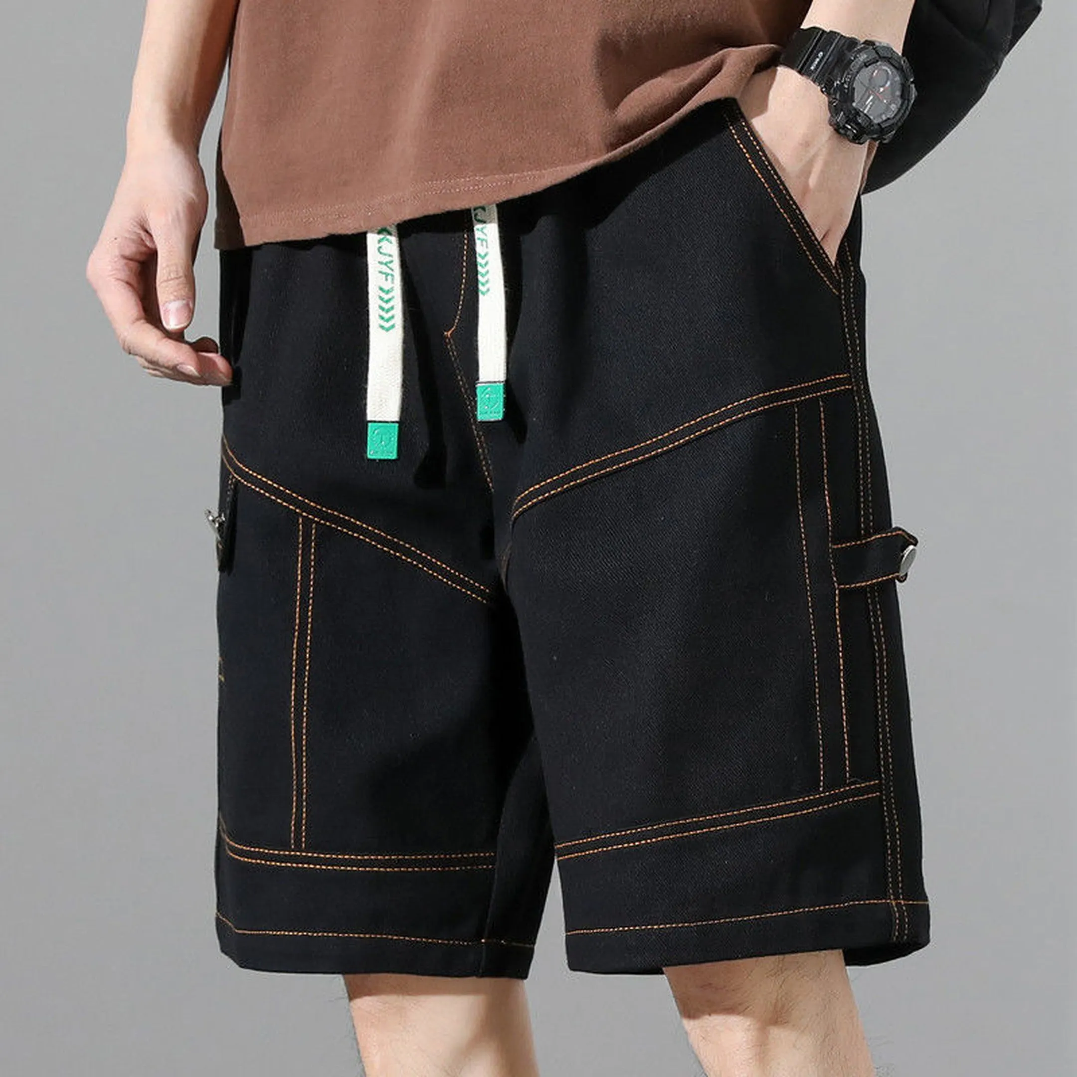 Men's Canvas Cargo Shorts &ndash; Bordeaux Relaxed Drawstring Fit