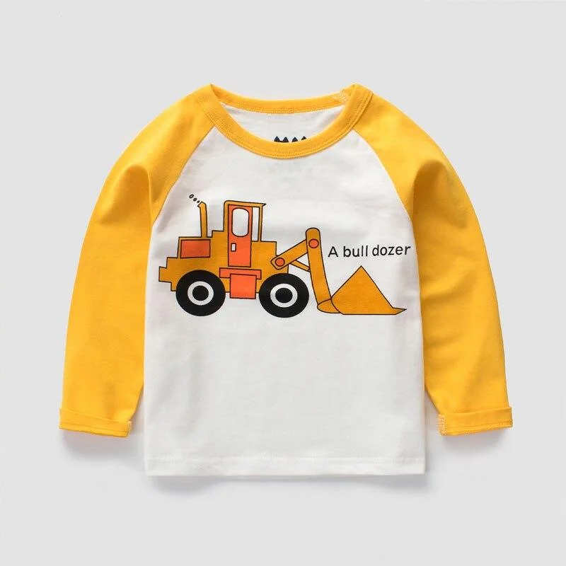 Kids Clothes Boys Solid Cotton T-shirts Children Autumn Winter Sweatshirts Cartoon Girls Long Sleeve Tops Baby Boy T Shirts