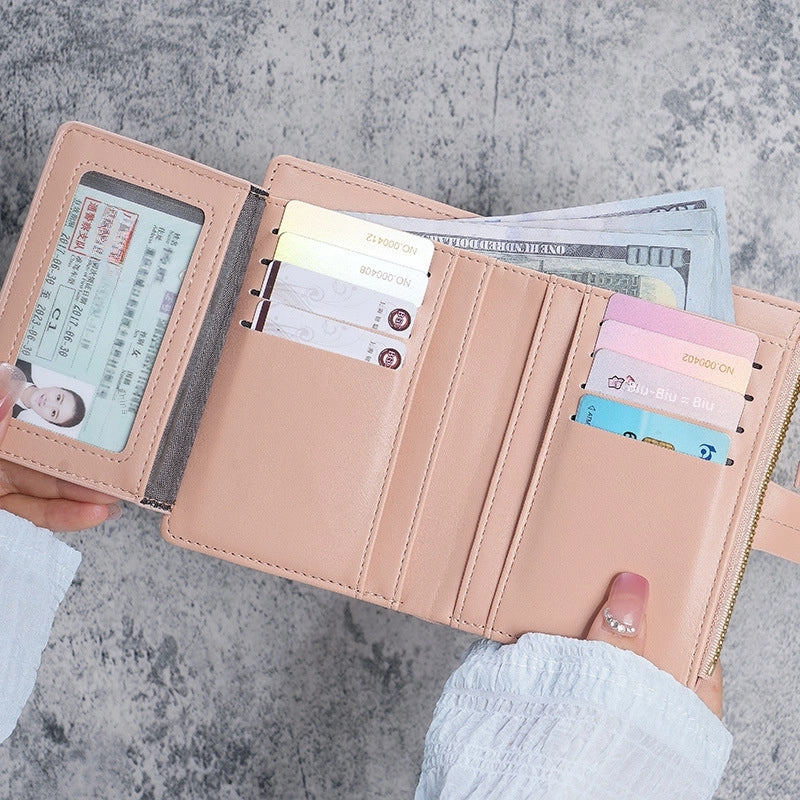 New Ladies Purse PU Leather Short Zipper Coin Purse 30% Discount Wallet Spot