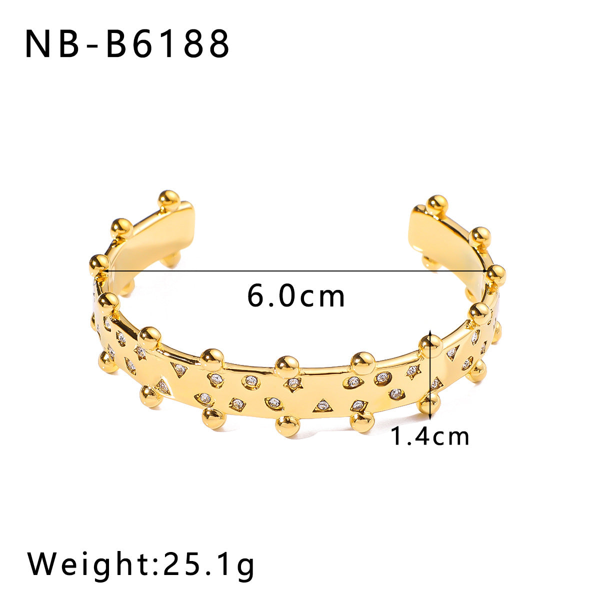 Stainless Steel 18K Gold Plated Bracelet Geometric Buckle Open Bracelet Inlaid With Rhinestones Bracelet