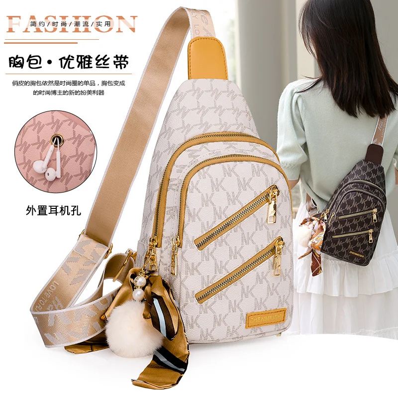 Mongw Lady's Soft Leather Shoulder Bag Fashion PU Leather Satchel Large-Capacity Outdoor Shopping Bag Lightweight Leisure Chest Bag