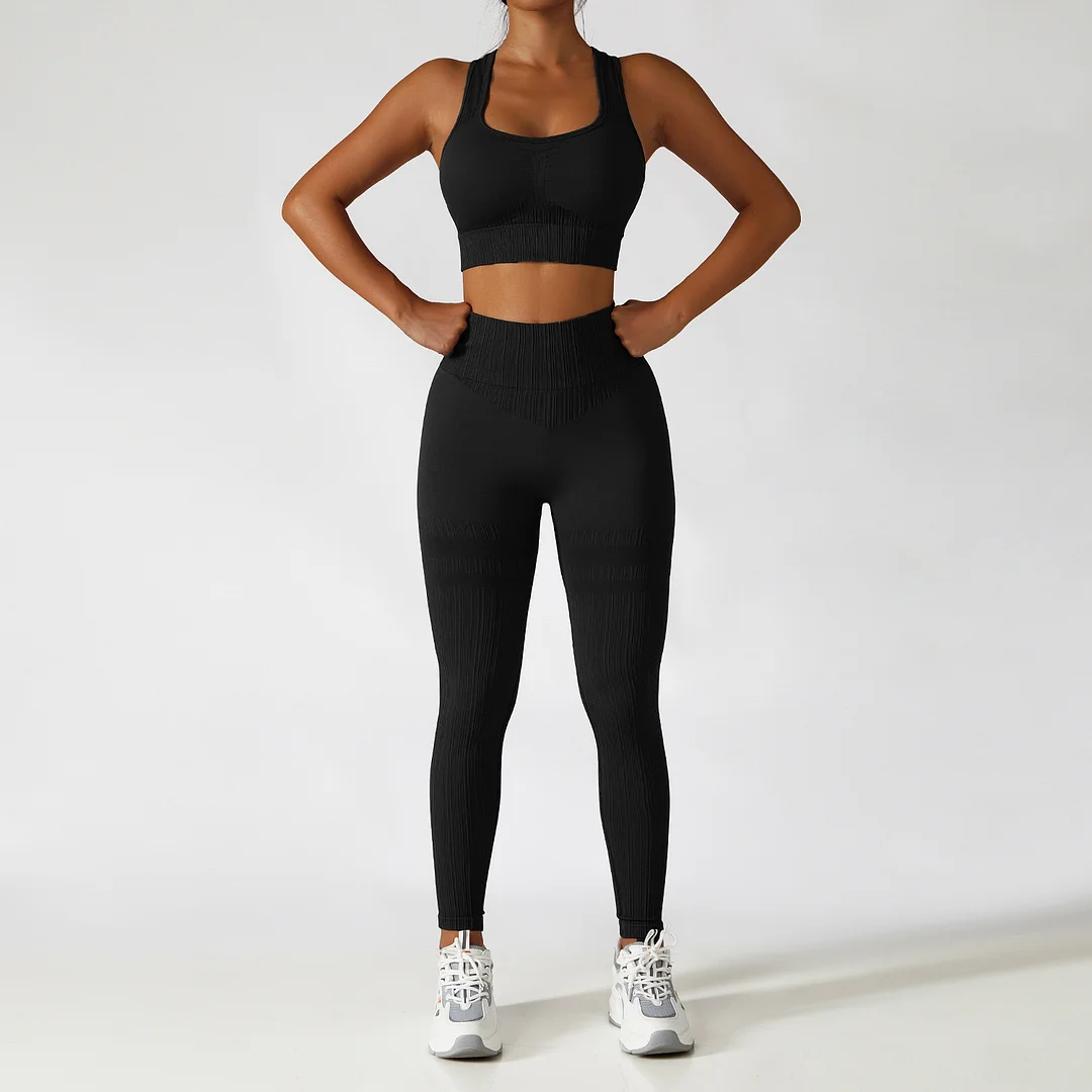 Seamless knitted sports 2-piece set